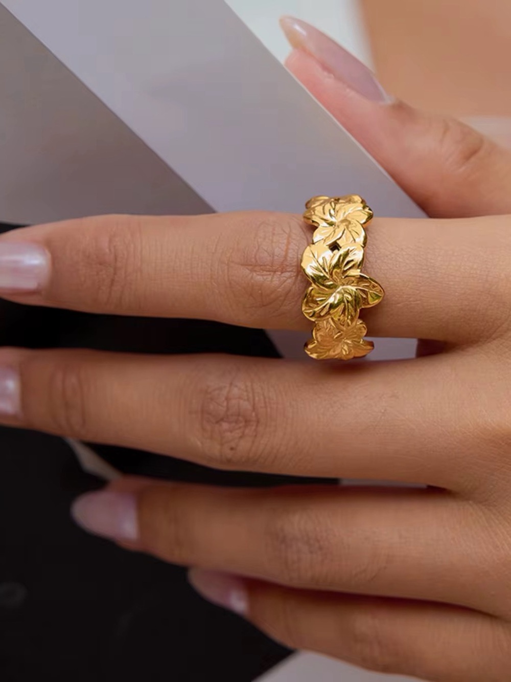 18K Gold Plated Adjustable Flower Ring